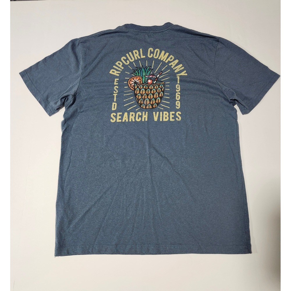 Rip Curl Mens Search Vibes Pineapple Graphic T-Shirt Blue Relaxed Fit Size M